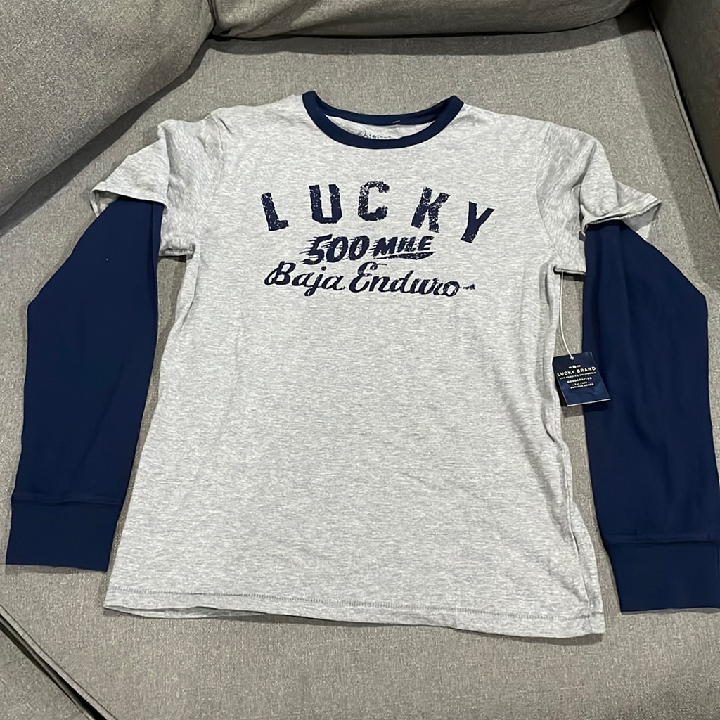 Lucky Brand GrayBlue Long Sleeve 500 Mile Shirt Nwt
